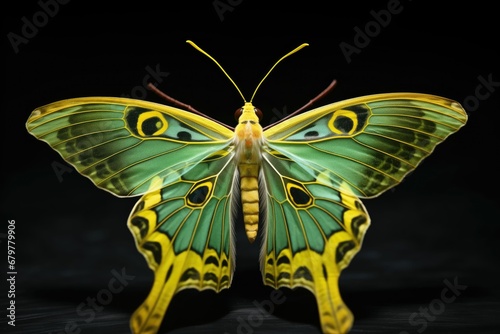 The butterfly Argema mittrei on black background photo