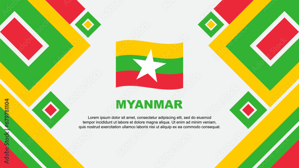 Myanmar Flag Abstract Background Design Template. Myanmar Independence Day Banner Wallpaper Vector Illustration. Myanmar Cartoon