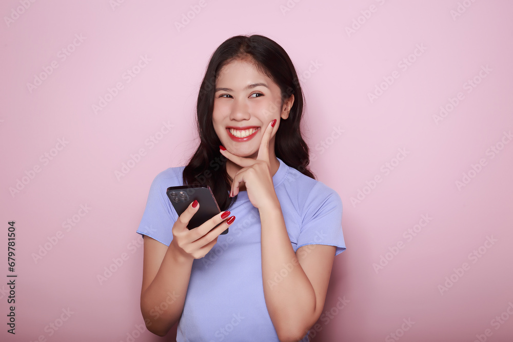 Asian woman cheerfully posing with a mobile, A beautiful young woman is feeling cheerful and happy., half body photo of nice positive lady, Portrait of a beautiful young woman in pink background, Asian woman cheerfully posing with a mobile, A beautiful young woman is feeling cheerful and happy., half body photo of nice positive lady, Portrait of a beautiful young woman in pink background,