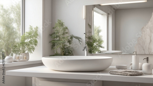 Wash Basin interior design in white tones