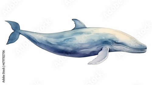 Water color blue whale.Illustration isolated on white.Generative AI