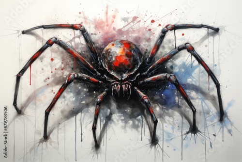watercolor Spider insect spider watercolor illustration © PinkiePie