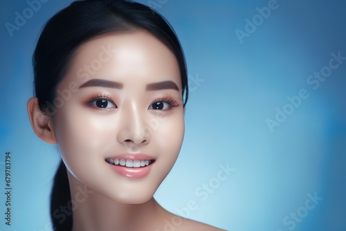skincare background. woman with beautiful face touching