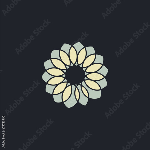 Abstract elegant flower logo icon vector design. Universal creative premium symbol. Graceful jewel boutique vector sign.