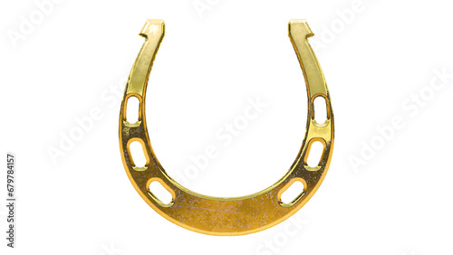 Cutout gold golden horseshoe icon isolated white background effect 3d illustration