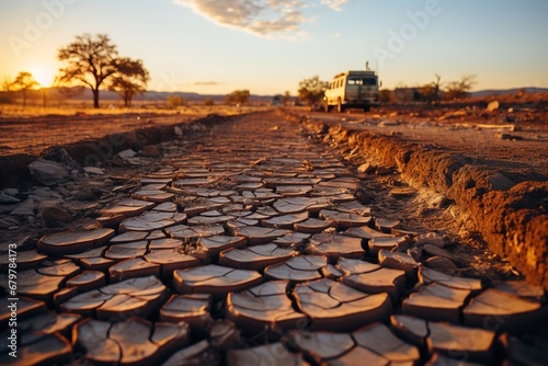 Cracked and dry riverbed