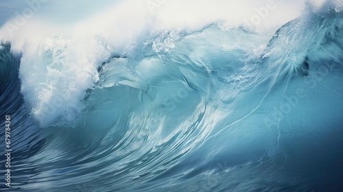 Foamy waves rolling up in the ocean. Dynamic motion sea water.