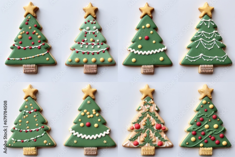Christmas trees isolated on diferent backgrounds and different textures.