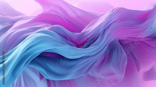 a computer generated image of a flowing blue and pink fabric on a pink background with a pink sky in the background.