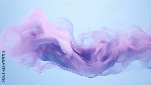  a blue and pink smoke swirls in the air on a light blue background with a light blue sky in the background.