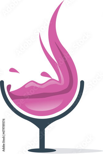 Wine glass and lips vector logo design. photo