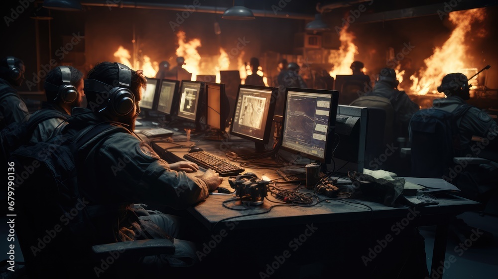 A bunch of operators of a computer system in a crisis situation with fires and nothing working to plan.