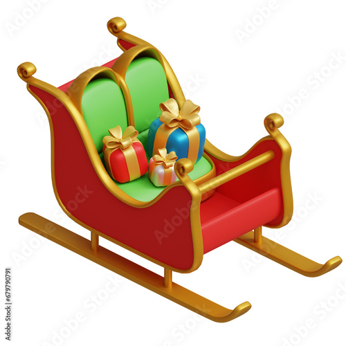 3d rendering christmas sleigh