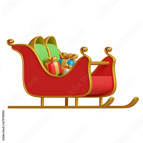 3d rendering christmas sleigh
