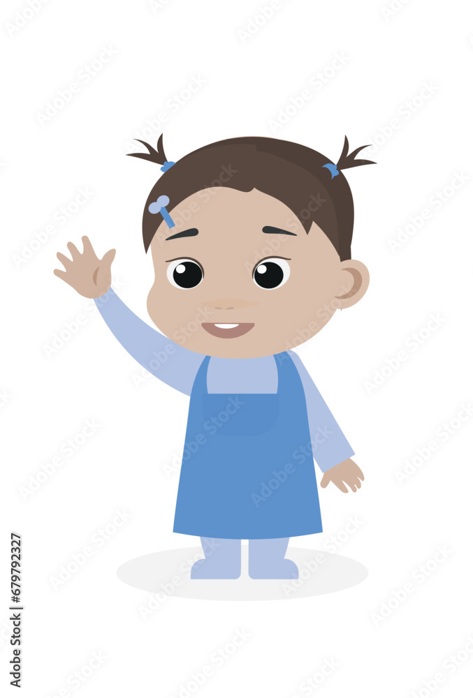 Baby is waving hi. Infant. Vector flat illustration. Cartoon people design. Suitable for animation, using in web, apps, books, education projects