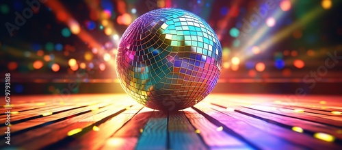 Disco ball with bokeh background. 3d illustration photo