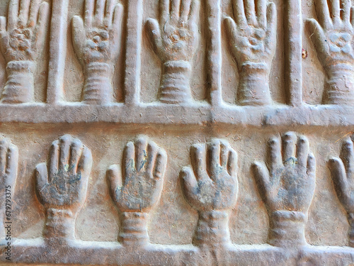 Traditional hands of suttee woman in a fort