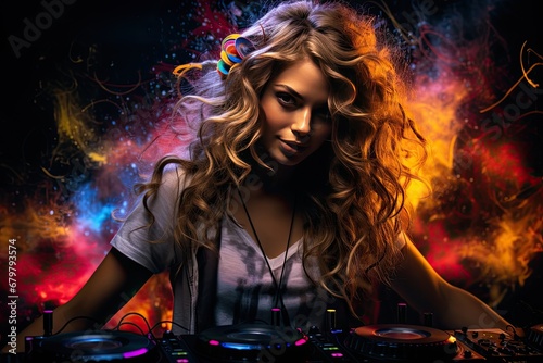 WOman DJ in party