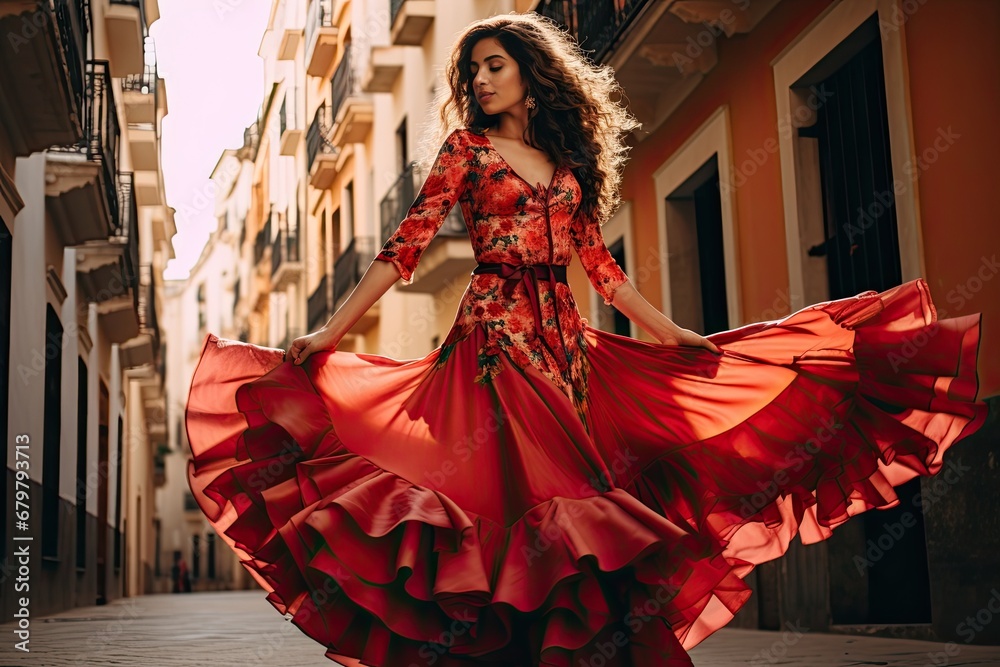 Naklejka premium Woman in flamenco dress
