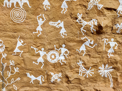 Warli art painting closeup.
