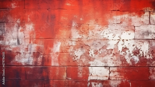 A red wall with a paint peeling off the top. Generative AI