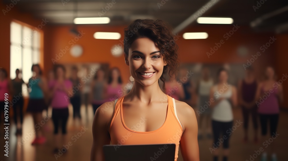 An image of a female physical education instructor at a gymnasium. Generative Ai. An image of a female physical education instructor at a gymnasium. Generative Ai.