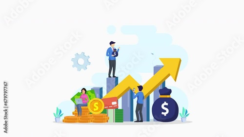 Business investment concept. Financial growth rising up to success. 2d video animation 4k clip	