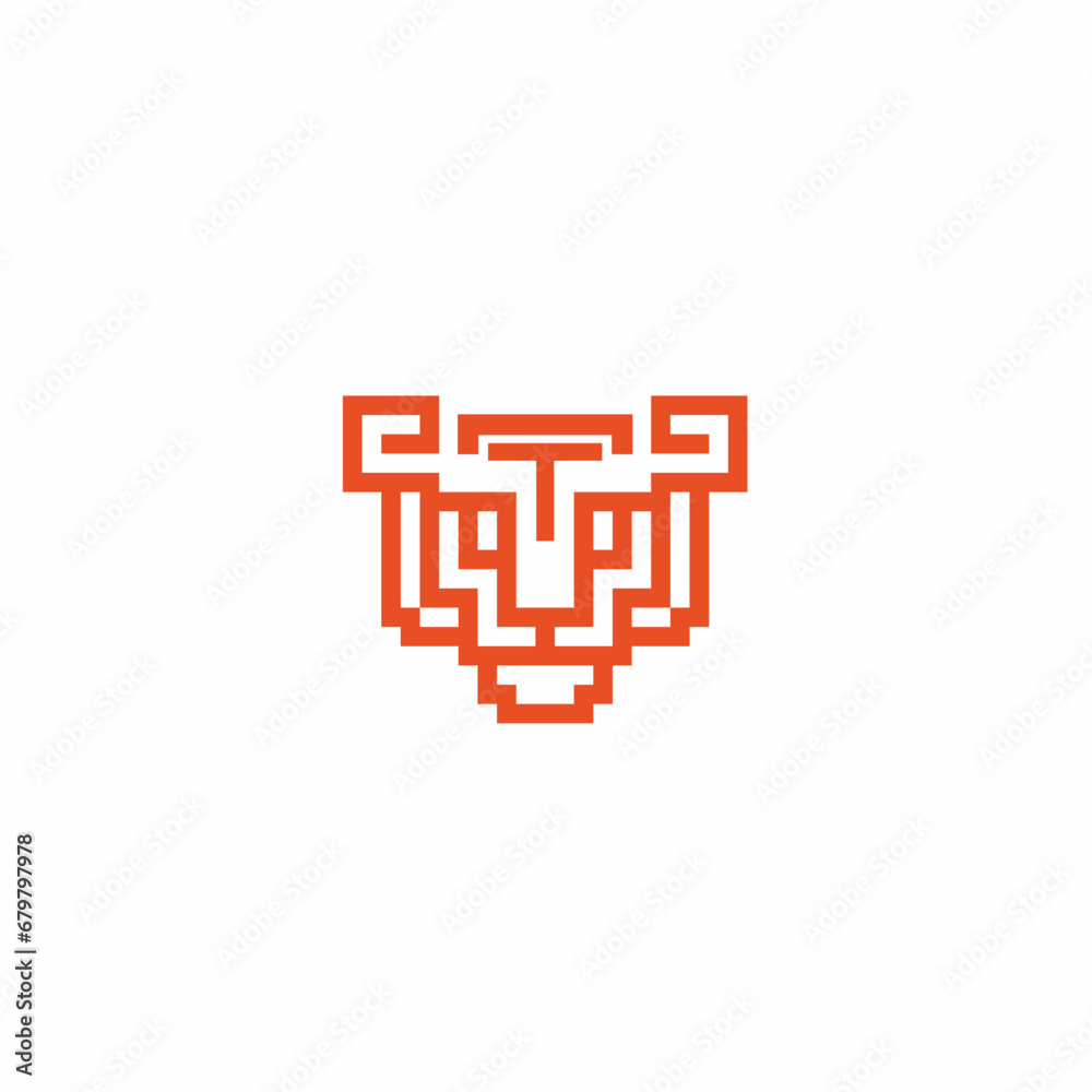 Simple geometric style lion face head logo symbol line art vector template