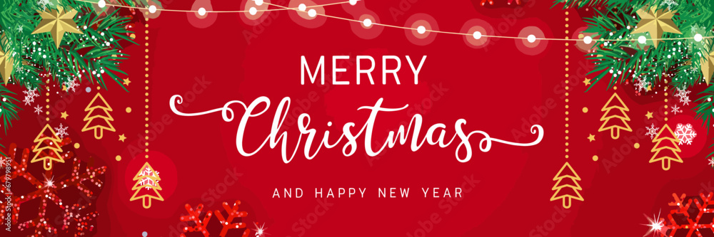 red modern merry christmas Email header