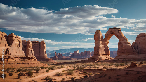  Scenic view at Arches National Park, Utah, USA 