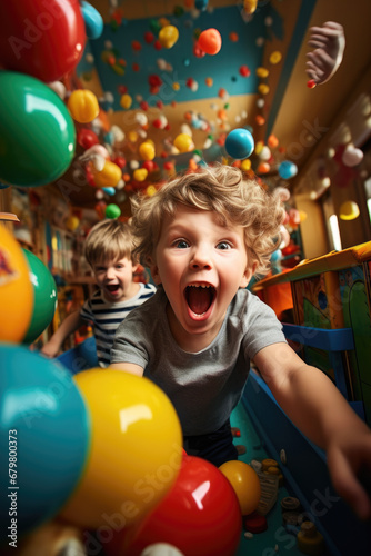 Young children having fun in the playroom