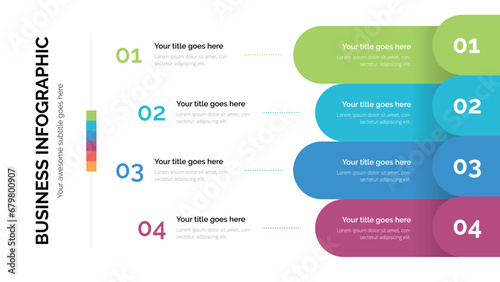 Business list infographic with four list. Suitable For Presentation Template With 16x9 Aspect Ratio