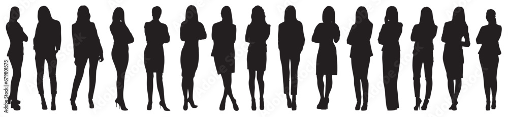 Set of silhouettes of a businesswomen.