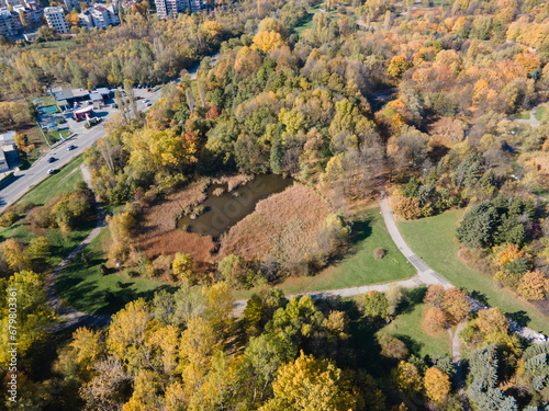 Autumn view of South Park in city of Sofia, Bulgaria