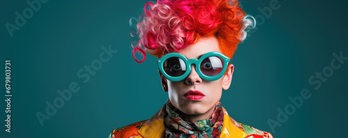 Portrait of man wearing mismatched and eccentric outfit