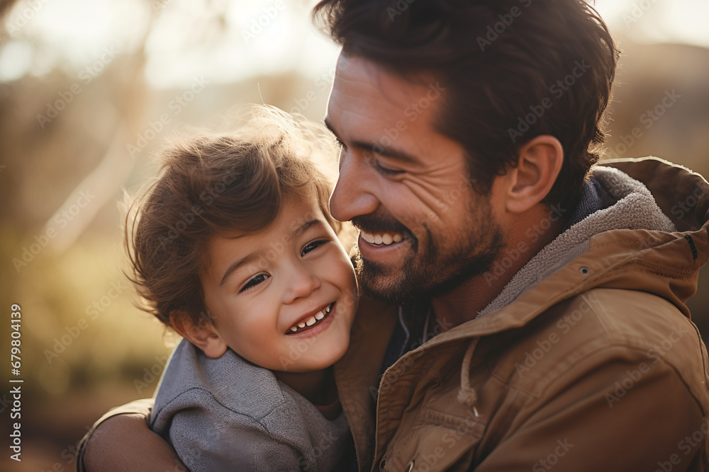 Father and daughter smiling happily, generative ai Father and daughter smiling happily, generative ai