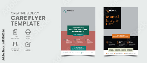 professional elderly care flyer layout poster leaflet template 