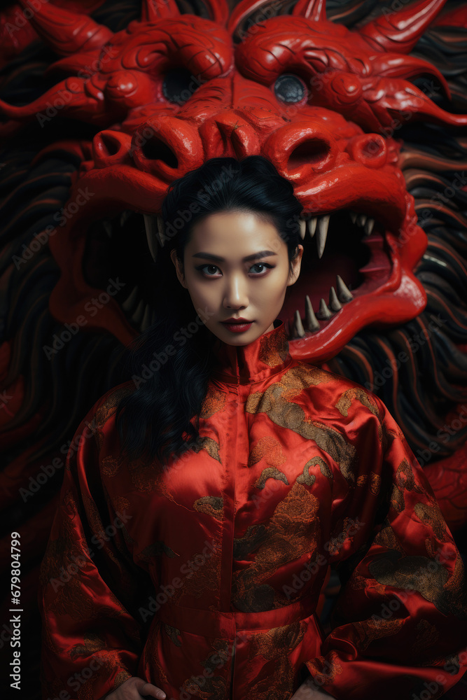 Portrait symbolizing Chinese New Year of the Dragon Portrait symbolizing Chinese New Year of the Dragon
