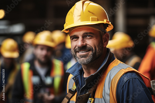 Bauarbeiter Handwerker mit gelbem Helm und Warnweste (Durch AI generiert) © Sven