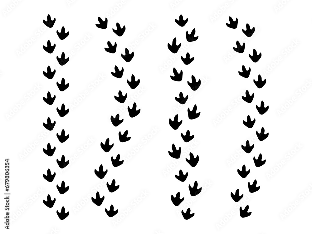 Dinosaur tracks. Dragon tracks symbol of the new year. Black silhouette. Dinosaur tracks. Dragon tracks symbol of the new year. Black silhouette.