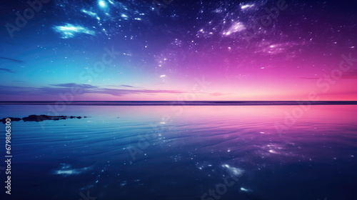 Fantastic starry sky over the sea. © Tida