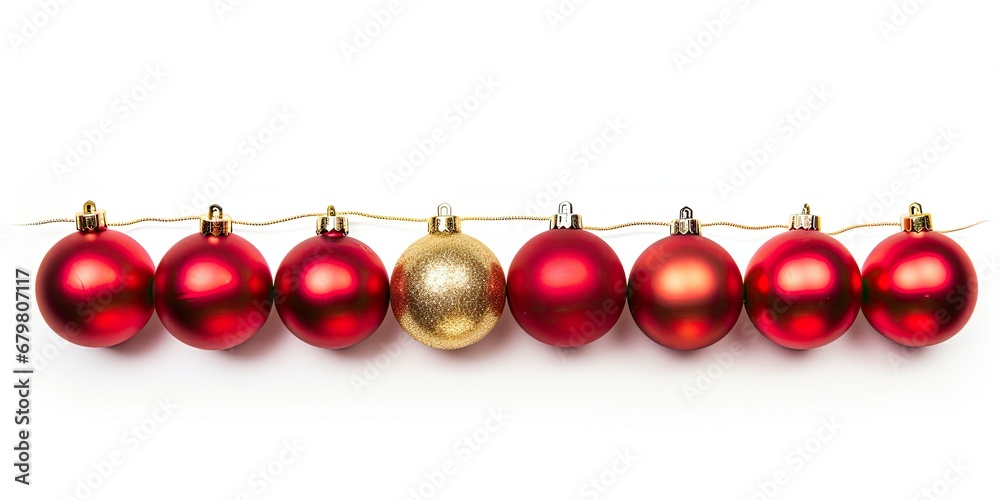 Christmas garland of red and gold balls isolated on white background. Christmas garland of red and gold balls isolated on white background.
