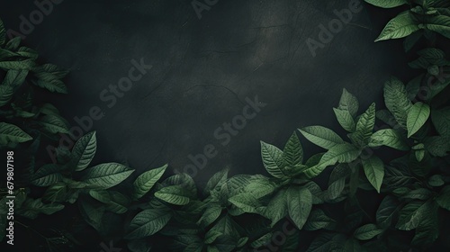 Creative layout composition frame of juicy green leaves with beautiful texture with paper card note, macro. Flat lay. Nature concept, copy space