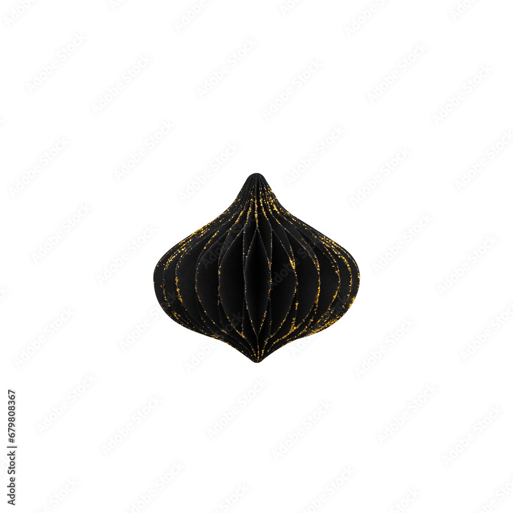 Black and gold Christmas paper toy. Christmas decorations made of ecological materials. Black and gold Christmas paper toy. Christmas decorations made of ecological materials.