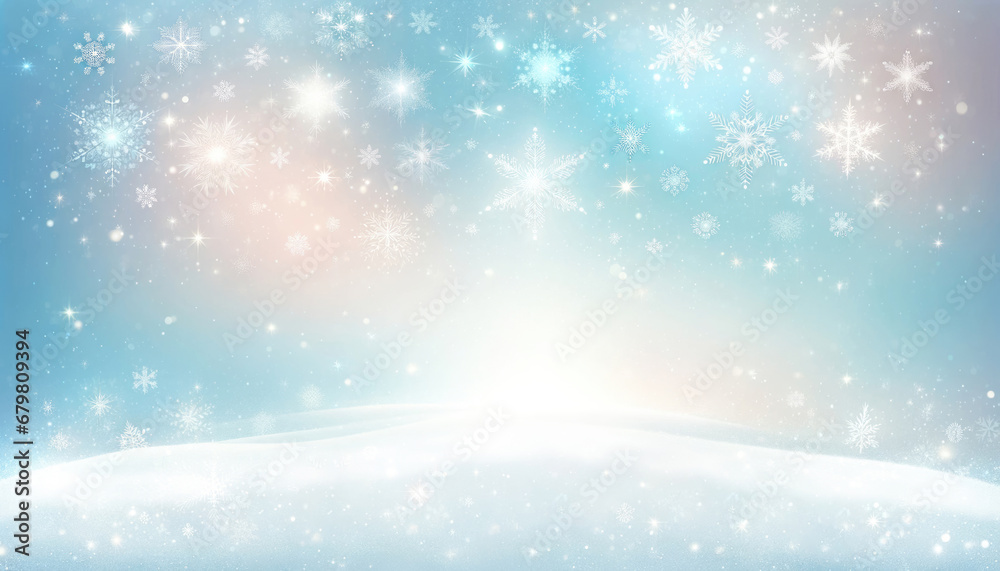 Winter background with snowflakes and a blue sky perfect for holiday designs. Generative ai.