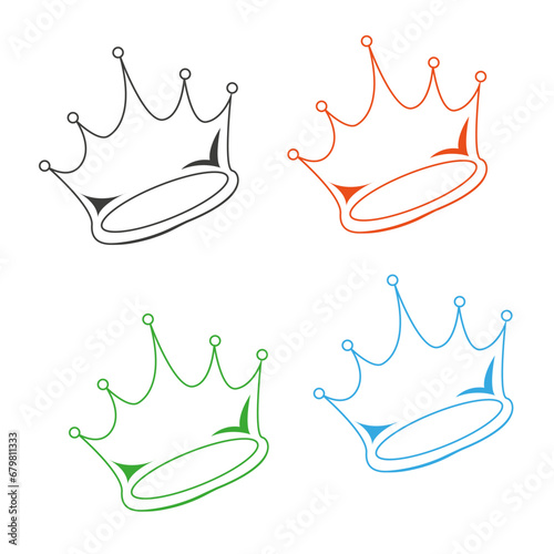 Thin line icon of Crown set. Editable vector stroke