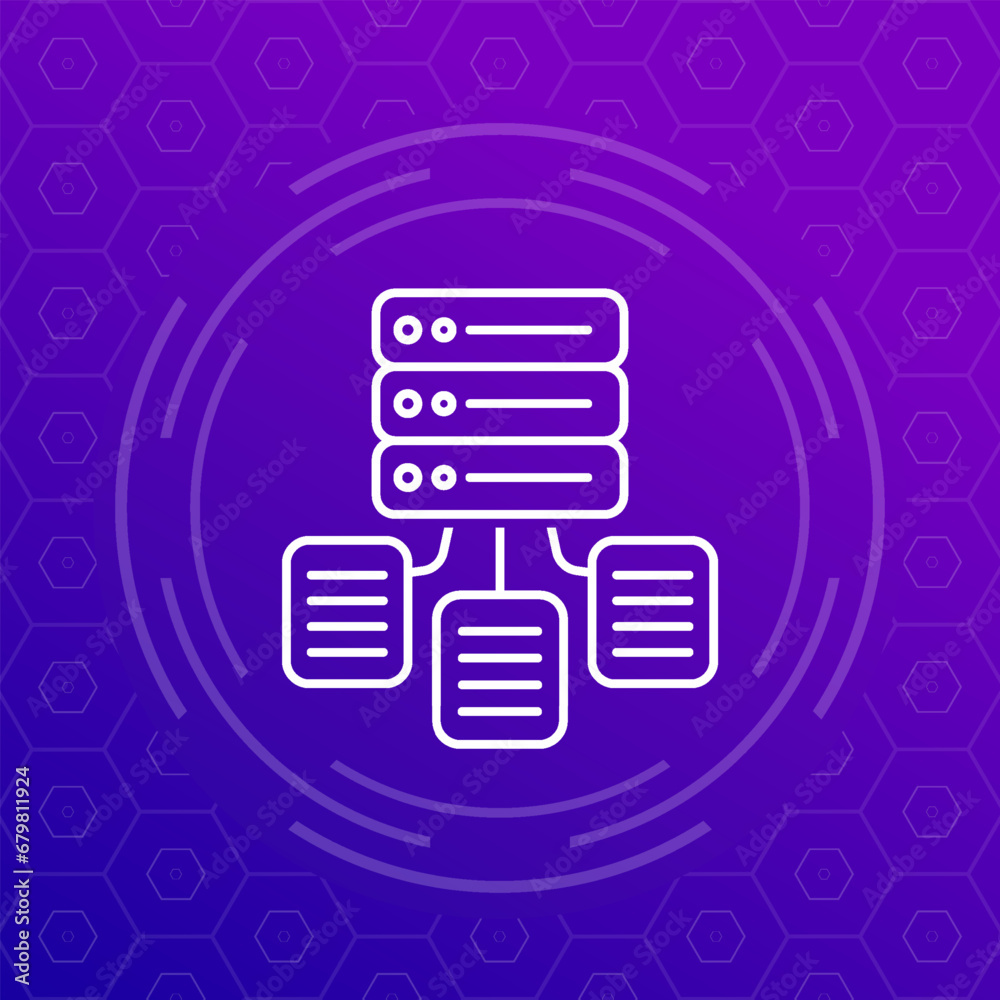 data source line icon, data management vector data source line icon, data management vector