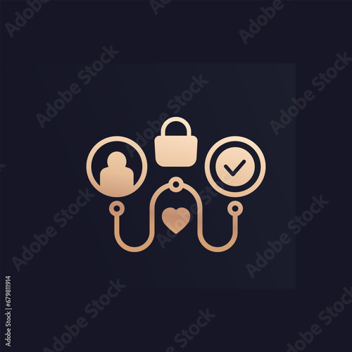 Customer journey icon, gold on dark