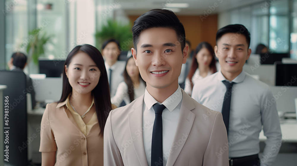 Young Asian business people in the workplace Young Asian business people in the workplace
