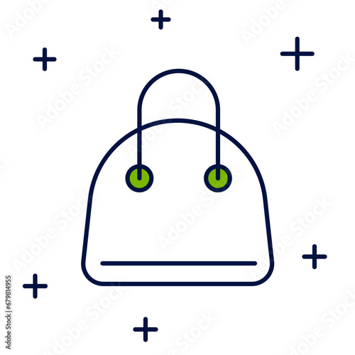 Filled outline Handbag icon isolated on white background. Female handbag sign. Glamour casual baggage symbol. Vector